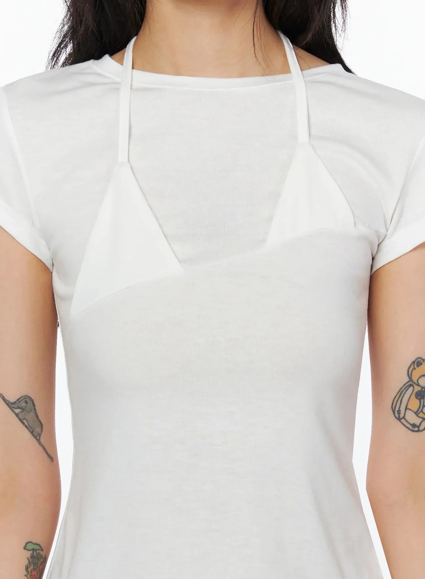 Asymmetric Layered Crop Tee IU509