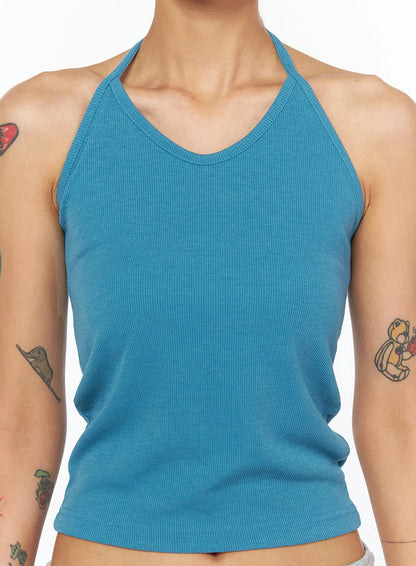 Basic Ribbed Halter Top CU518