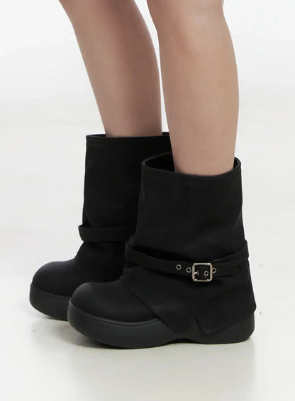 Chunky Platform Mid-Calf Boots IM503