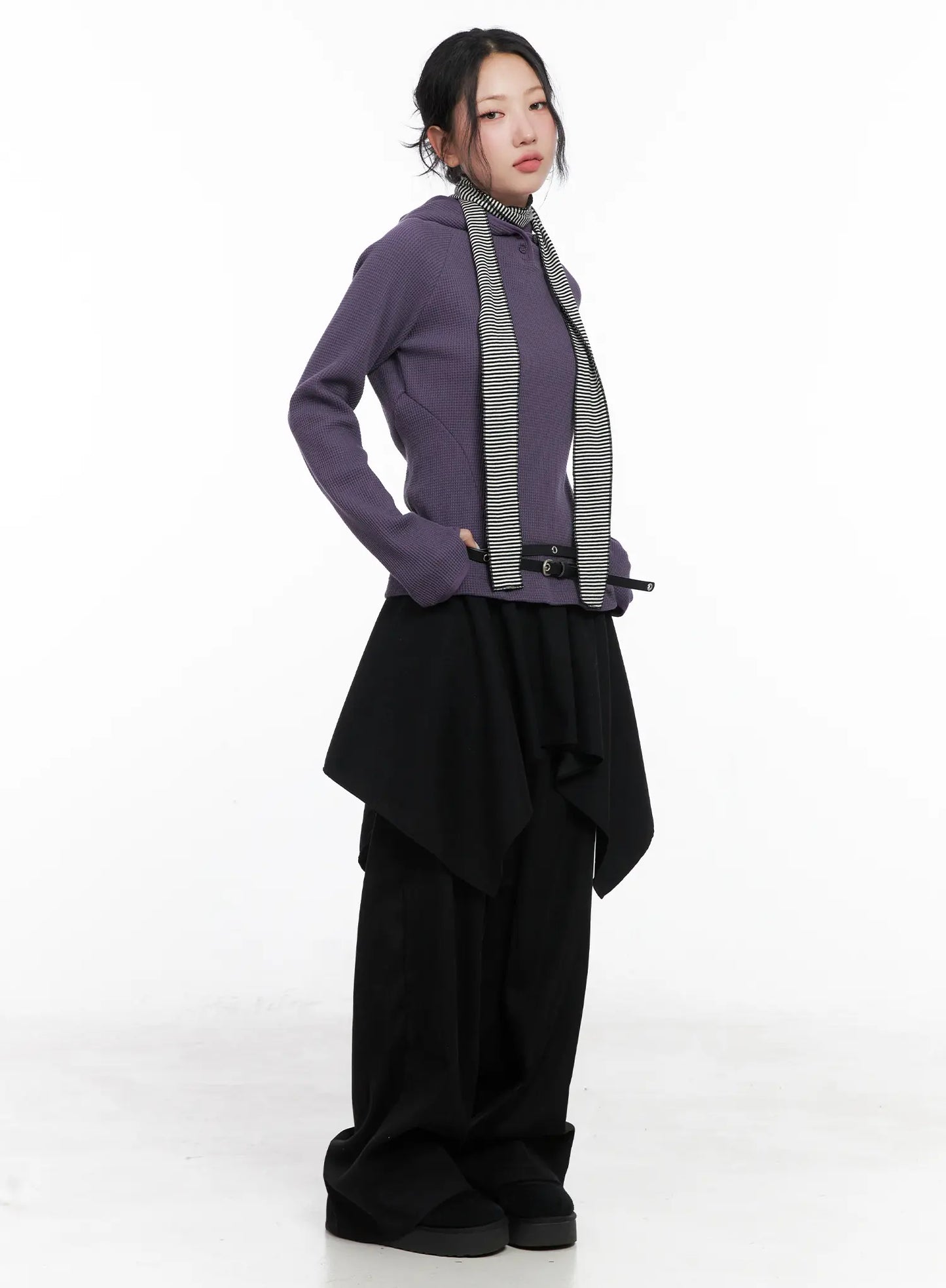 Asymmetric Layered Skirt Pants CN514