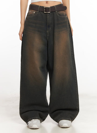 Bethany Vintage Washed Baggy Jeans IA524