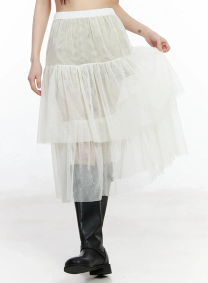 Chiffon Layered Midi Skirt IM523