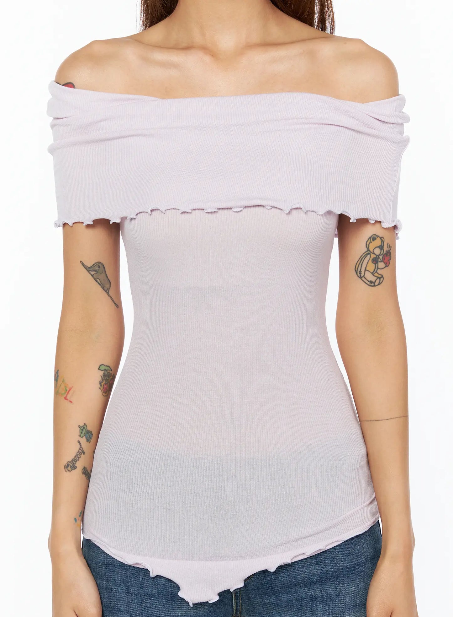 Asymmetric Off-Shoulder Tee CU517