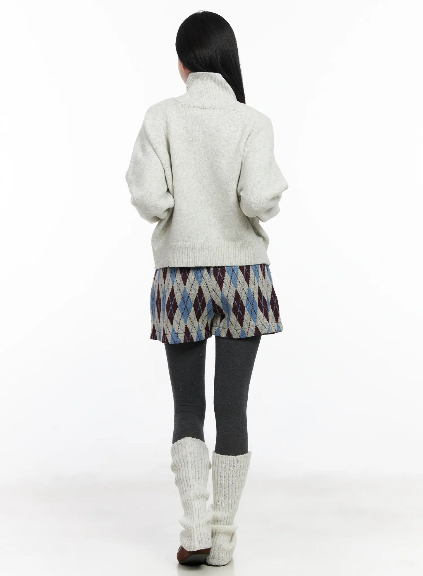 Argyle Pattern Knit Shorts CJ520