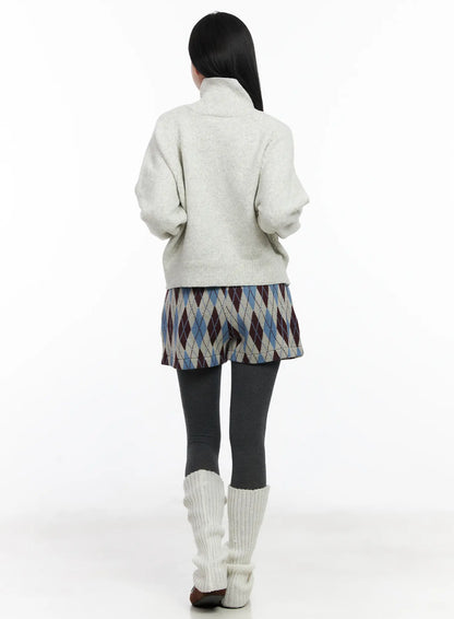 Argyle Pattern Knit Shorts CJ520