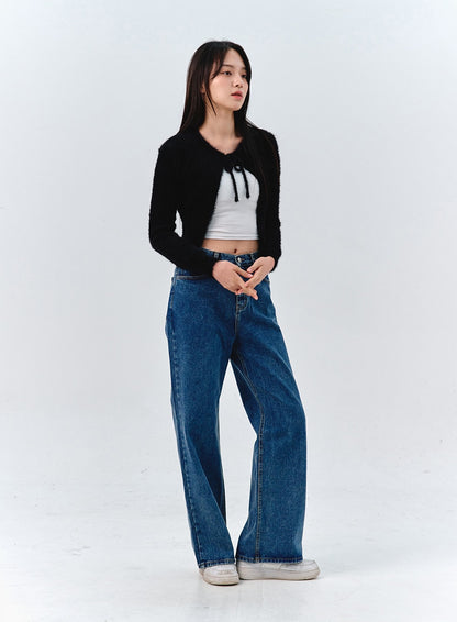 Bouclé Ribbon Tie Bolero OO316