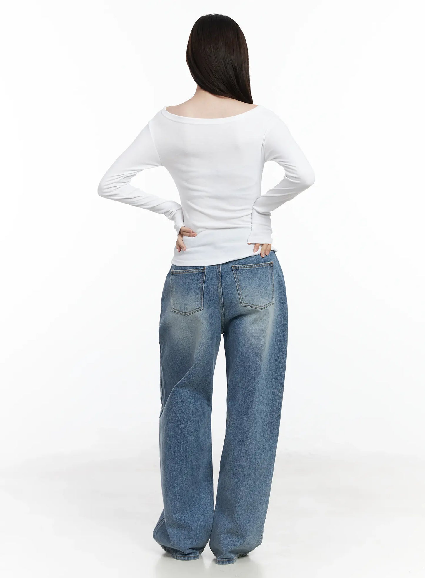 Basic Boat Neck Long Sleeve Top IF520