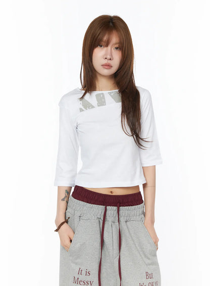 Boat Neck Graphic Tee CY528