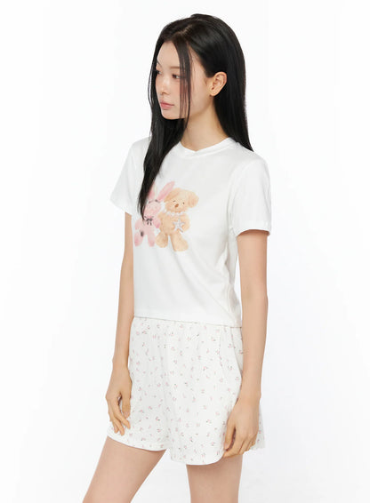 Animal Print Cropped Tee IU516