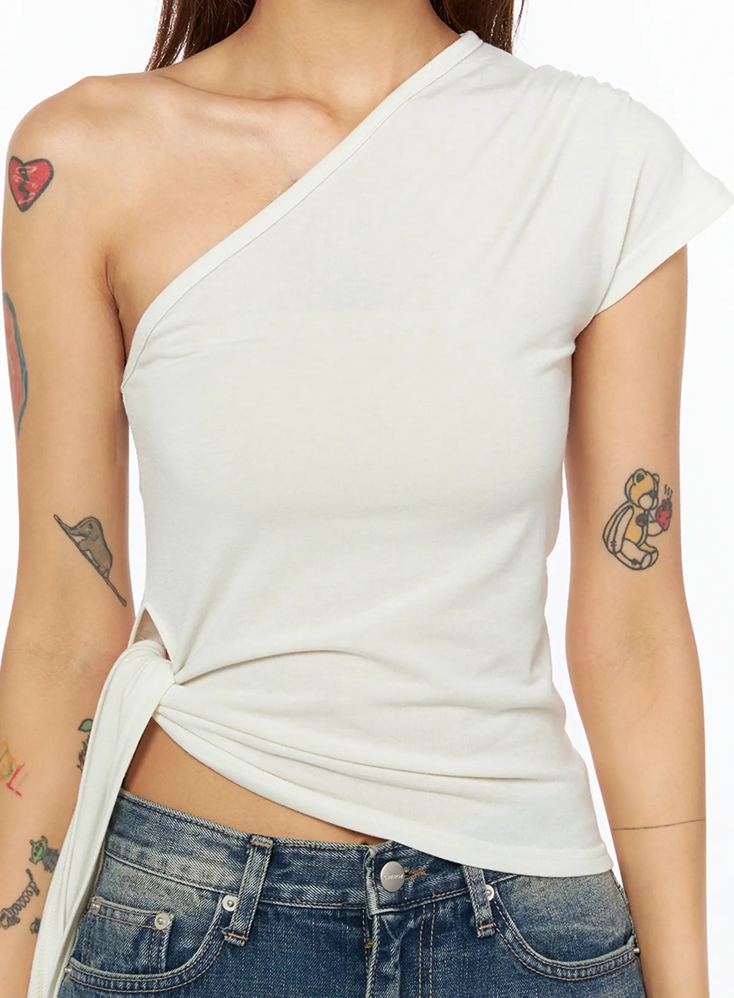Asymmetric One-Shoulder Tie Top CU517