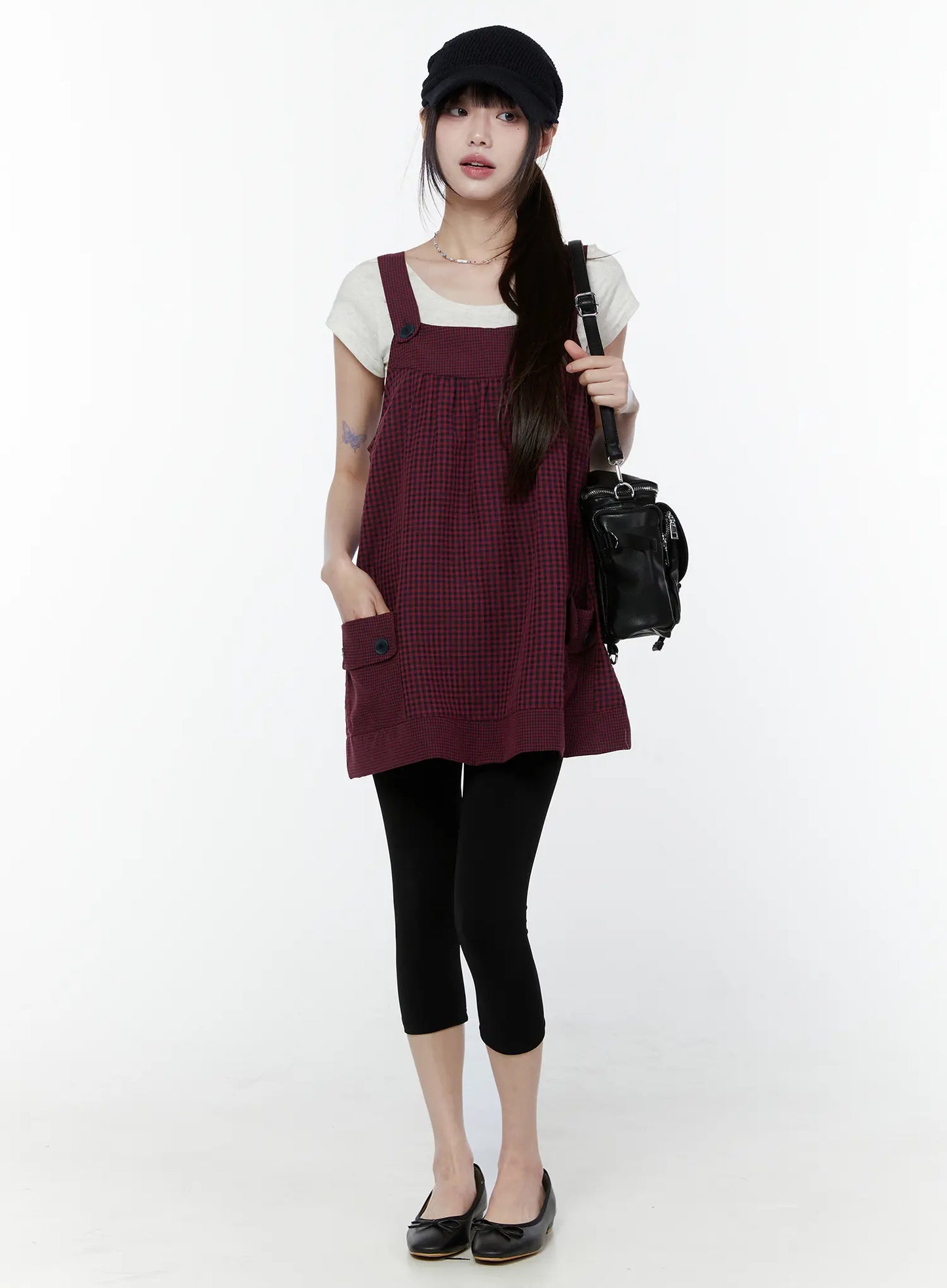 Button Accent Plaid Mini Dress CU508