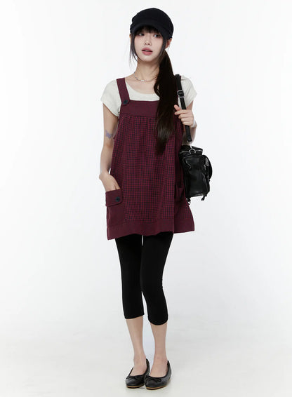 Button Accent Plaid Mini Dress CU508