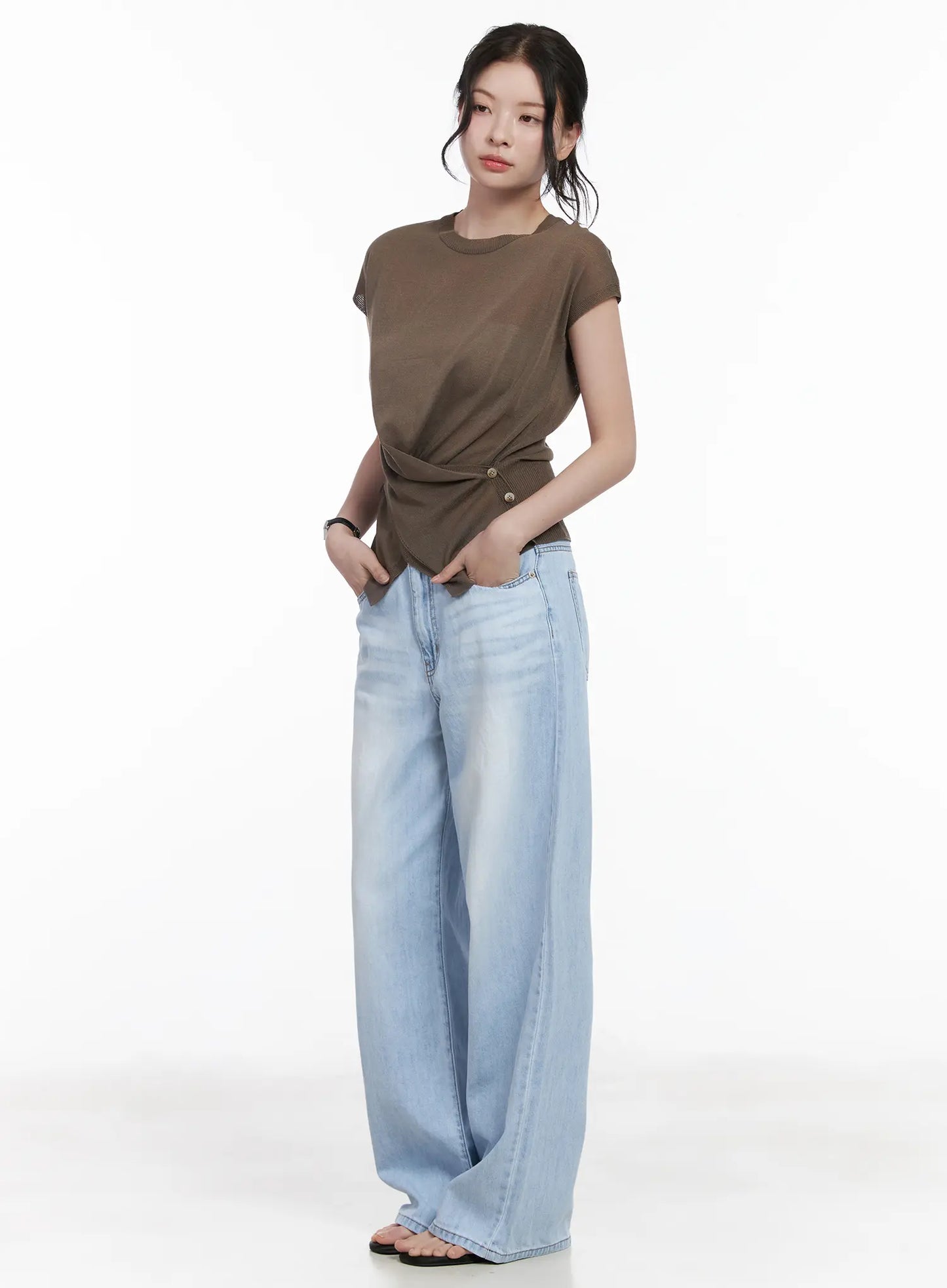 Chic Draped Short Sleeve Knit Top CA510