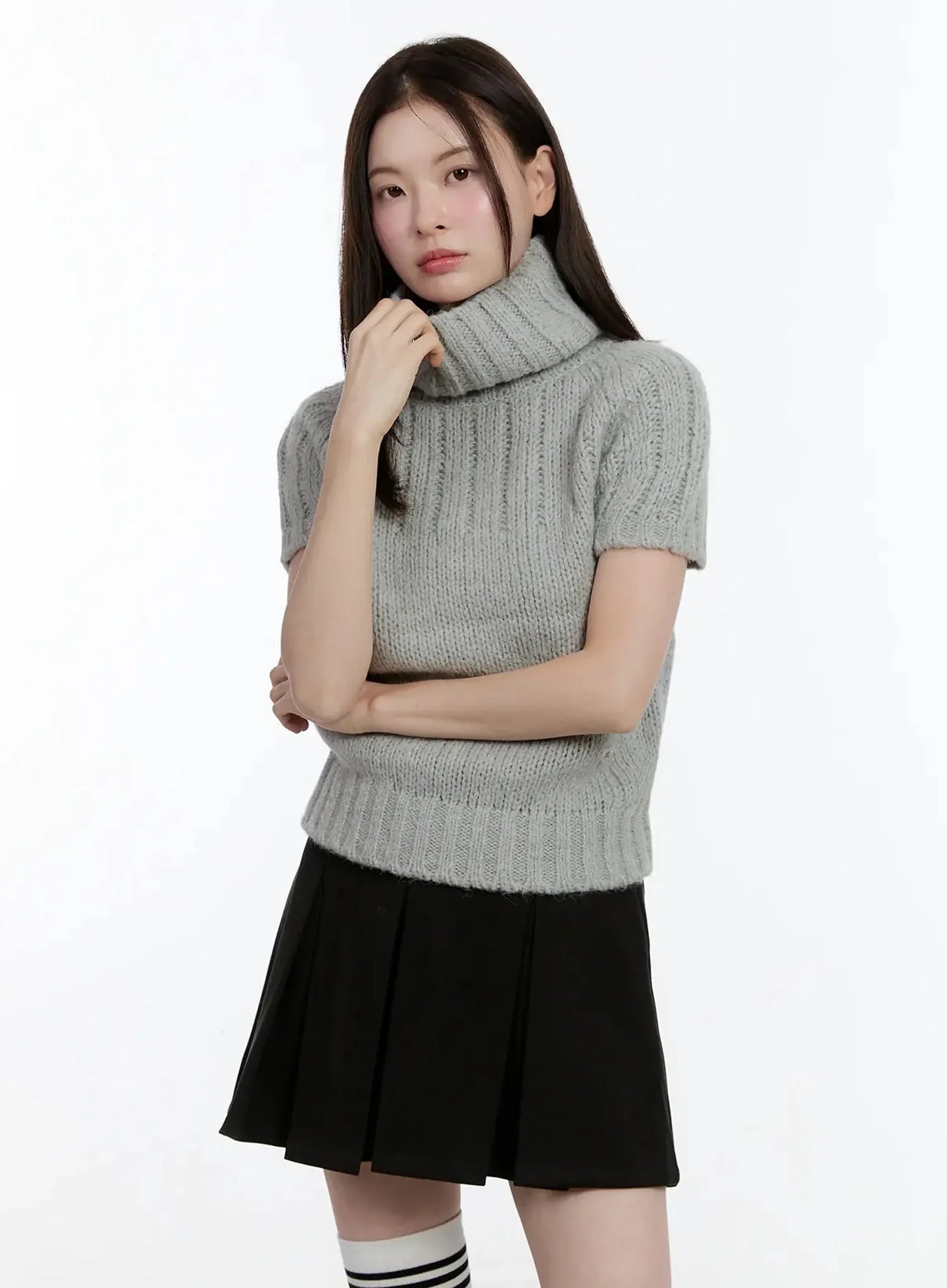 Chic Turtleneck Short Sleeve Sweater ID526
