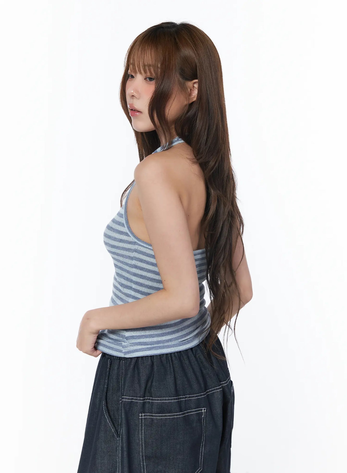 Casual Striped Halter Tank Top CY529