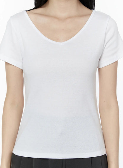 Casual V-Neck Cotton Tee IU503
