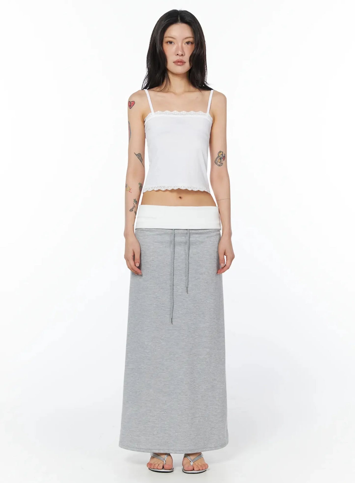 Casual Foldover Maxi Skirt IU509
