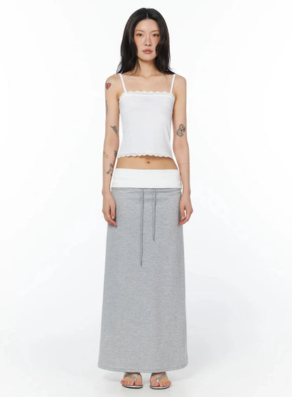 Casual Foldover Maxi Skirt IU509