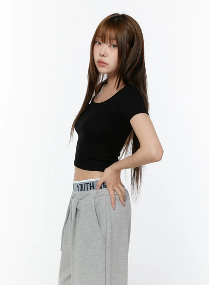 Basic U-Neck Crop Tee CY518