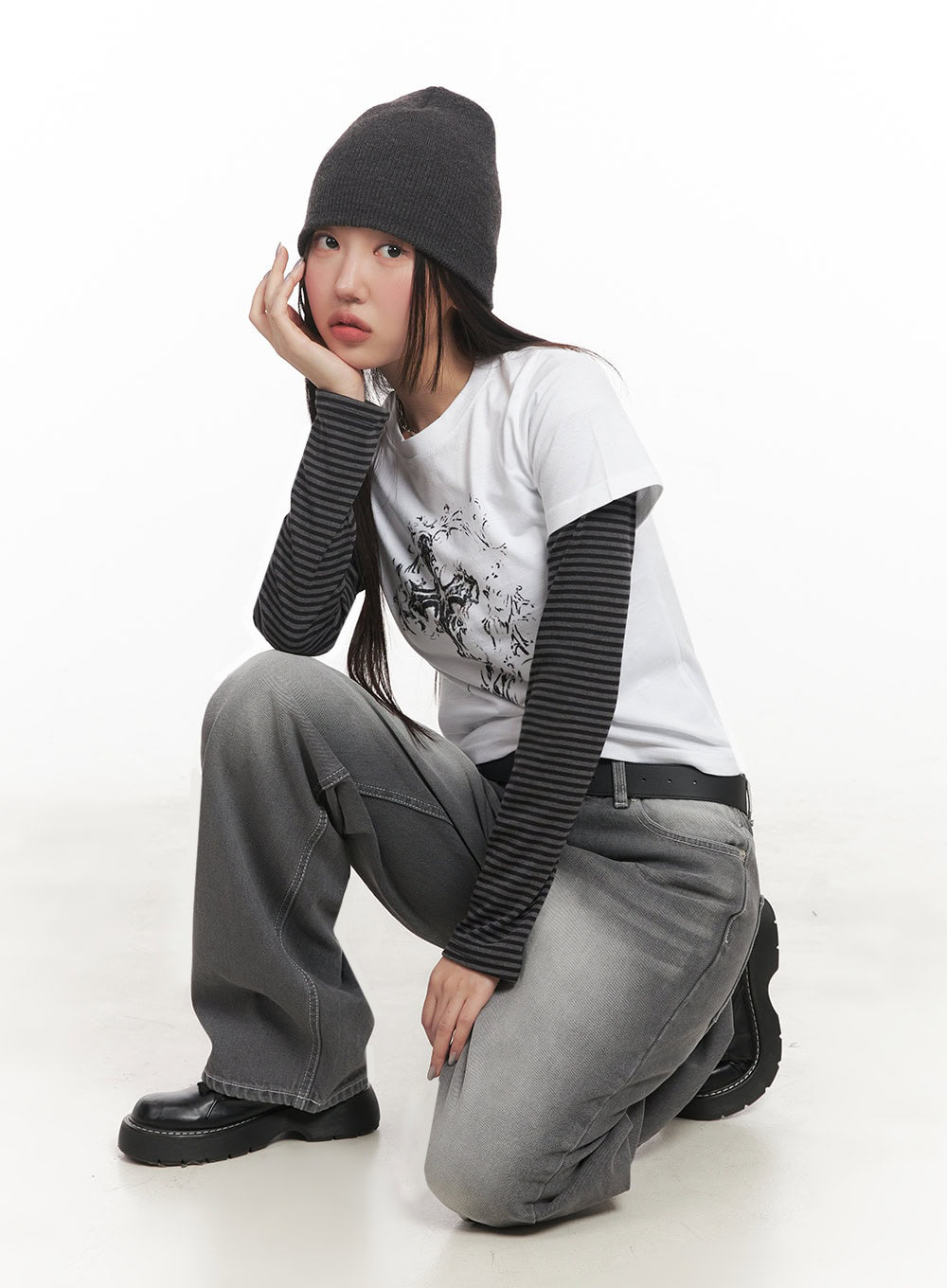 Becca Washed Straight-Leg Jeans IM524