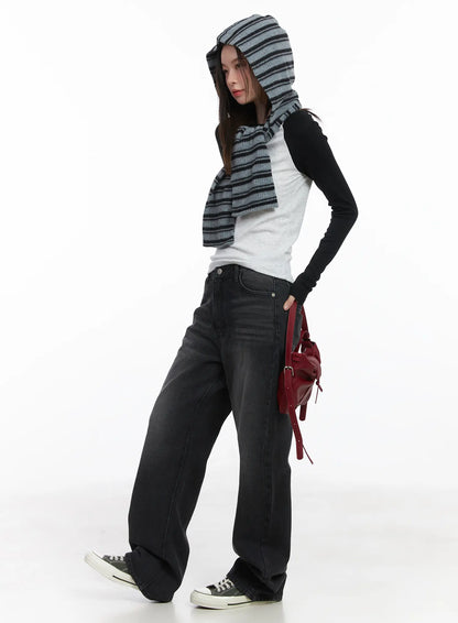 Casual Striped Hooded Muffler CJ512