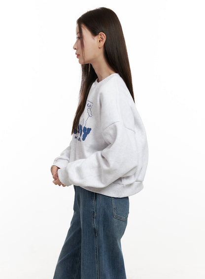 Bear Graphic Long Sleeve Crewneck ON422