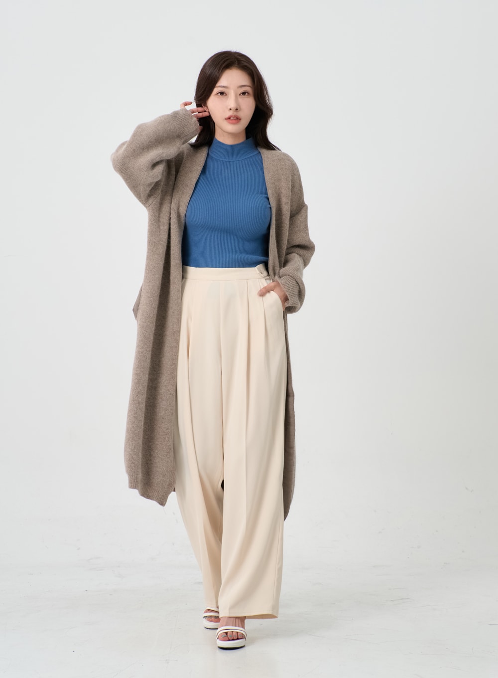 Button Wide Tailored Pants IO12