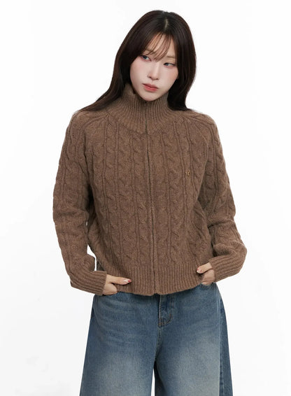 Cable Knit Zip-Up Jacket IN525