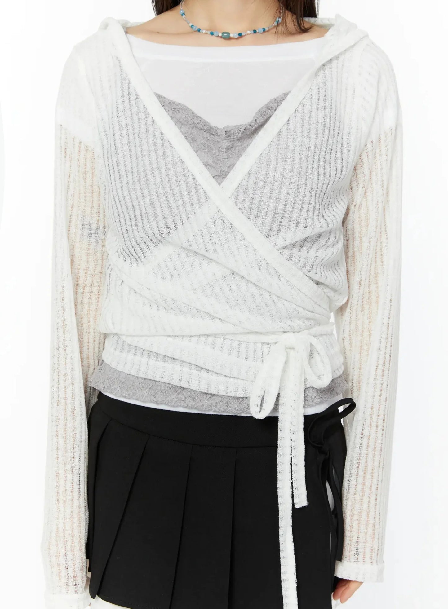 Chic Lace Wrap Hoodie Cardigan IU518
