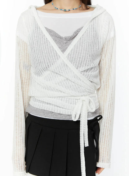 Chic Lace Wrap Hoodie Cardigan IU518