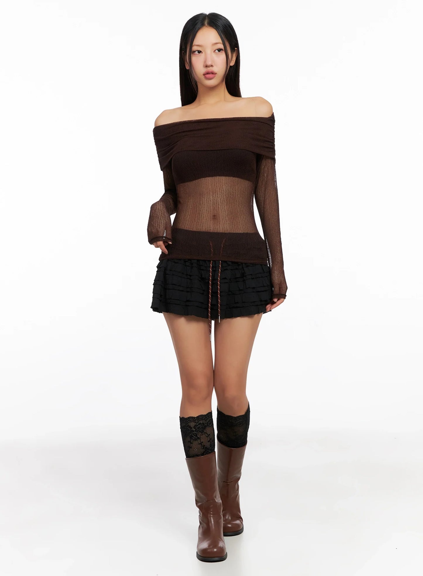 Chich Sheer Off-Shoulder Top IG528