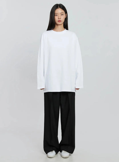 Casual Long Sleeve Oversized Tee IN507