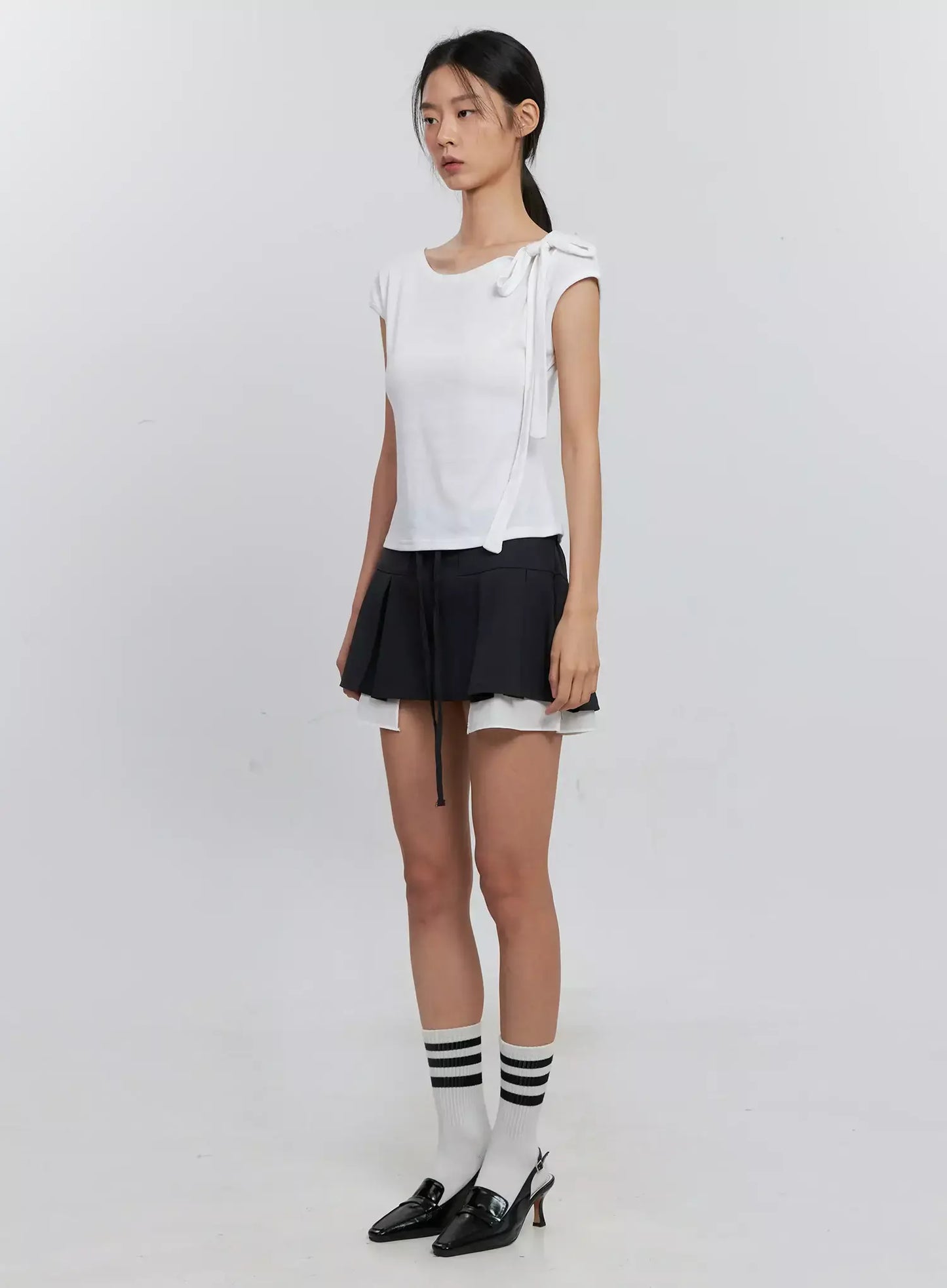 Cap Sleeve Bow Tie Top IS516