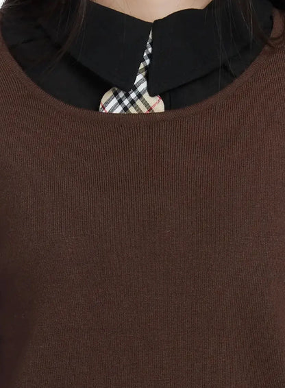 Classic U-Neck Wool-Blend Knit Top IM503