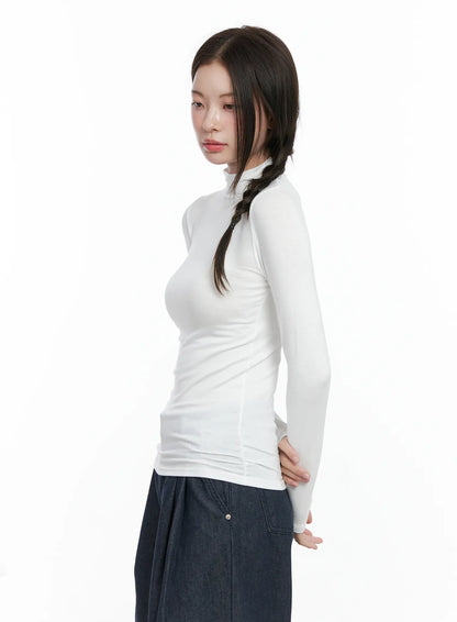 Basic Mock Neck Long Sleeve Top CO503