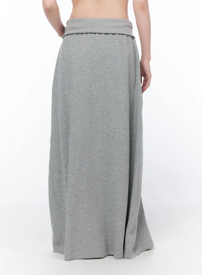 Button Foldover Maxi Skirt CA528