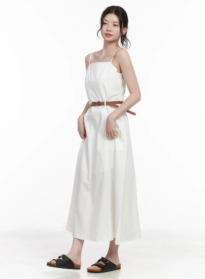 Adjustable Strap Belted Maxi Dress CA509