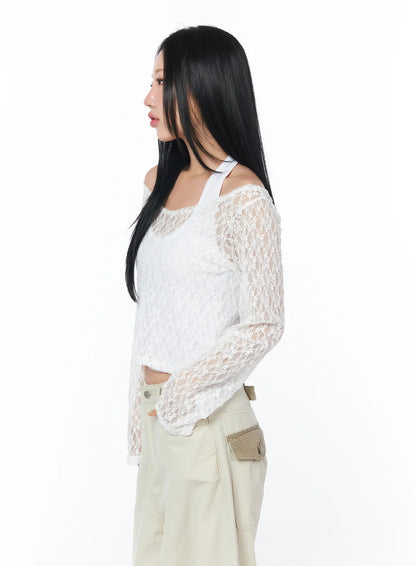 Chic Sheer Lace Top Set CY512