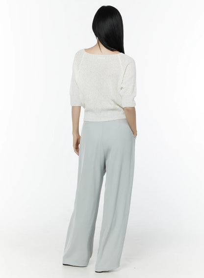 Basic High-Waist Pleated Trousers IU503