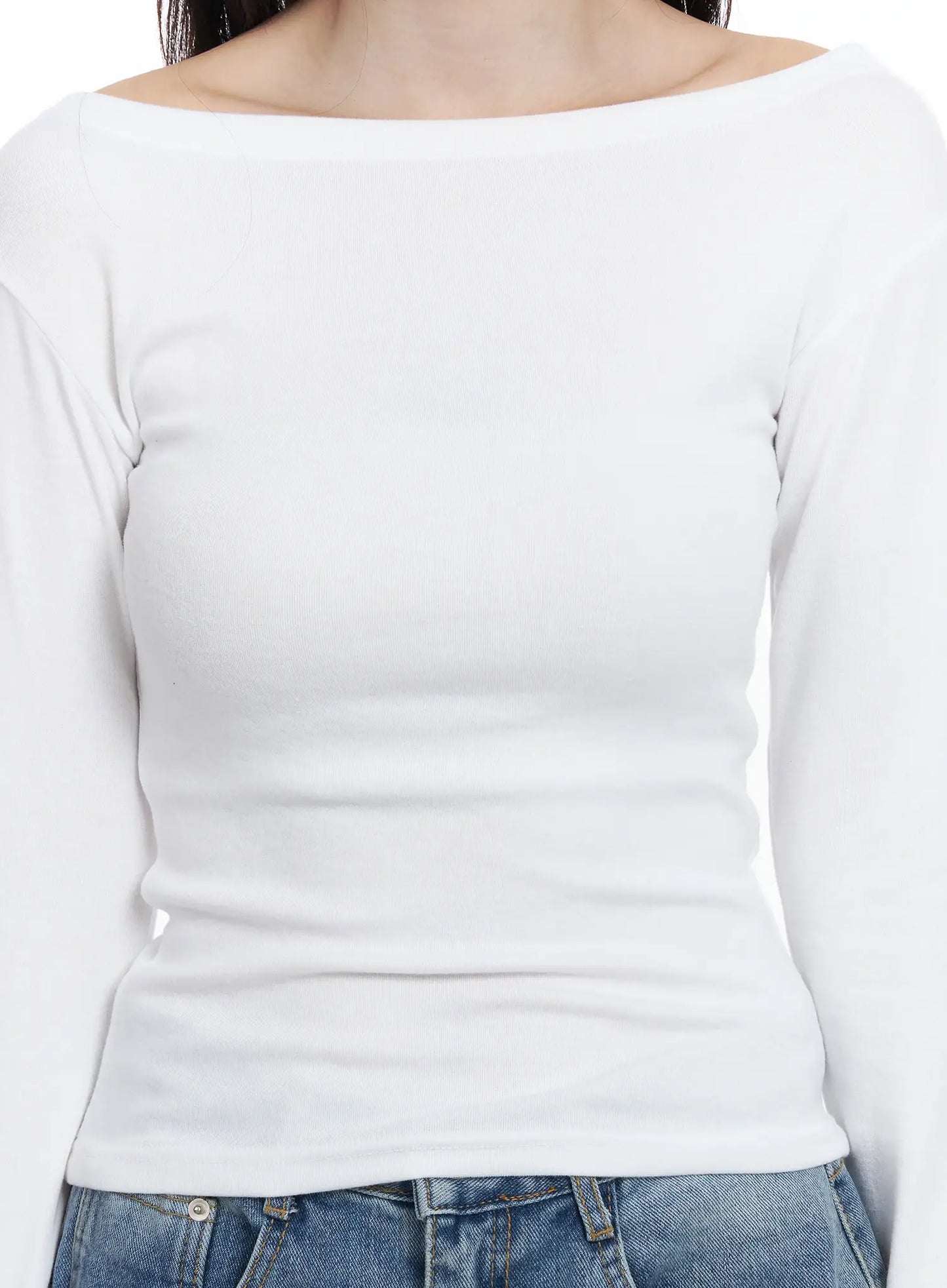 Basic Boat Neck Long Sleeve Top IF520
