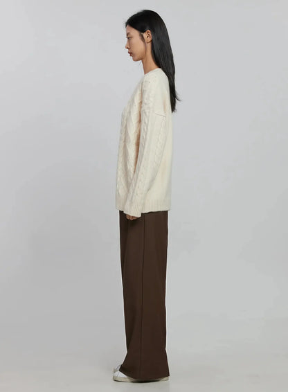 Cable Knit Crew Neck Sweater ID516