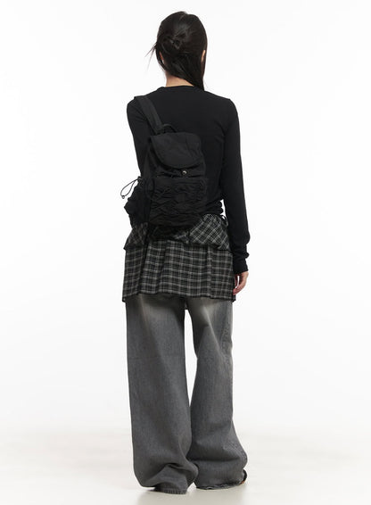 Checkered Ruffle Layering Mini Skirt CF519