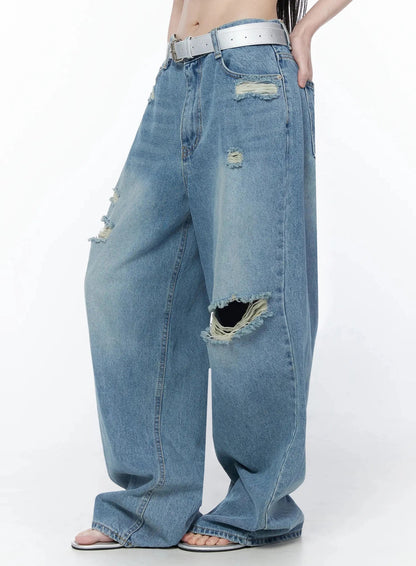 Ares Wide Leg Distressed Jeans IU512