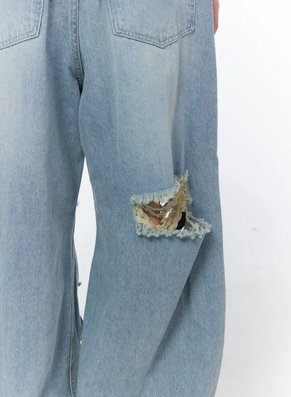 Clementine Distressed Wide Leg Jeans CA528