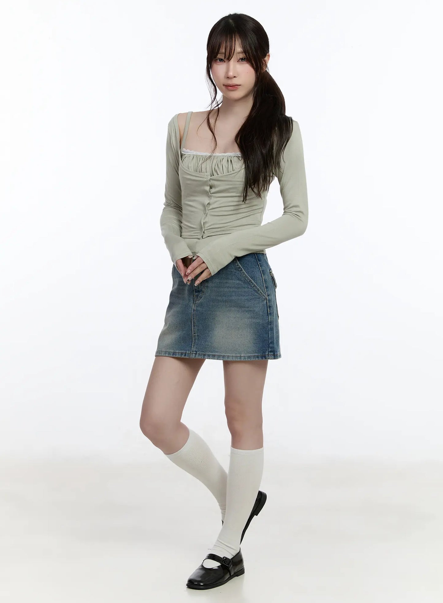 Casual High-Waisted Denim Mini Skirt CA502
