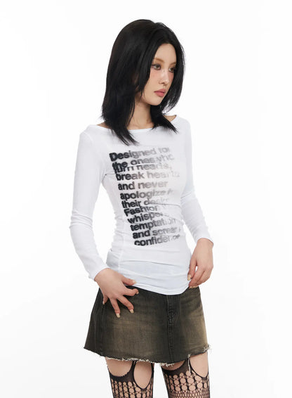Asymmetric Graphic Long Sleeve Top CF527