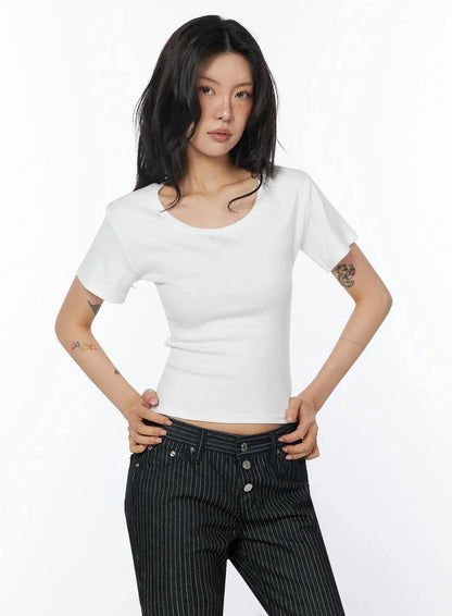 Casual Round Neck Short Sleeve Top IU508