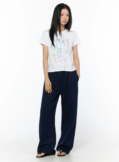 Bow Print Graphic Tee IU516
