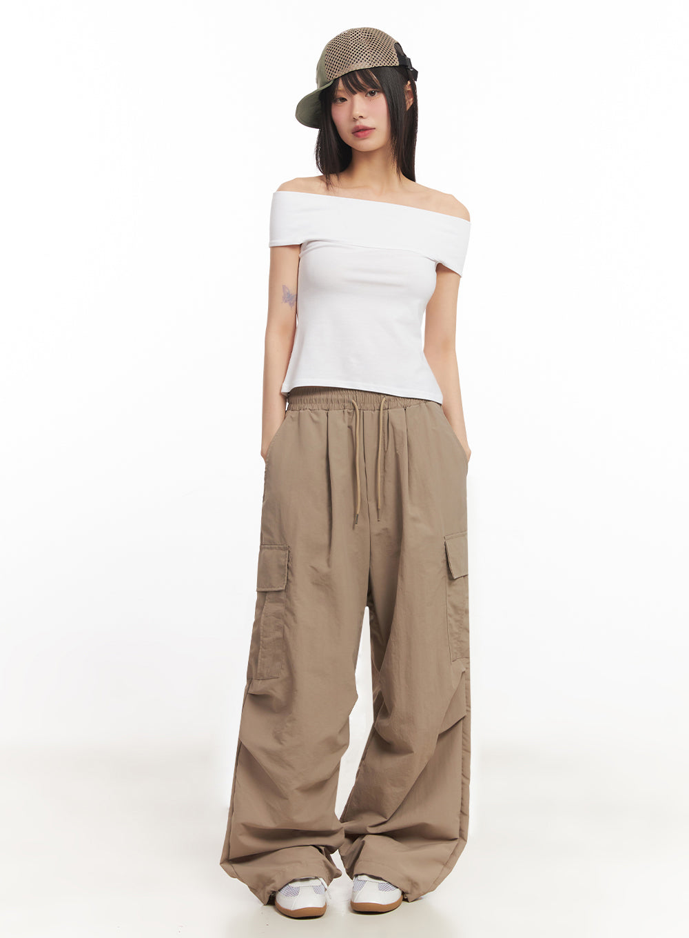 Cargo Wide-Leg Windbreaker Pants IY502