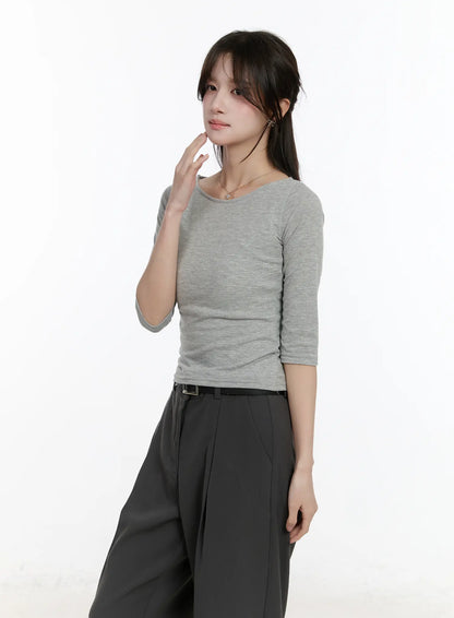 Basic U-Neck 3/4 Sleeve Tee CM505